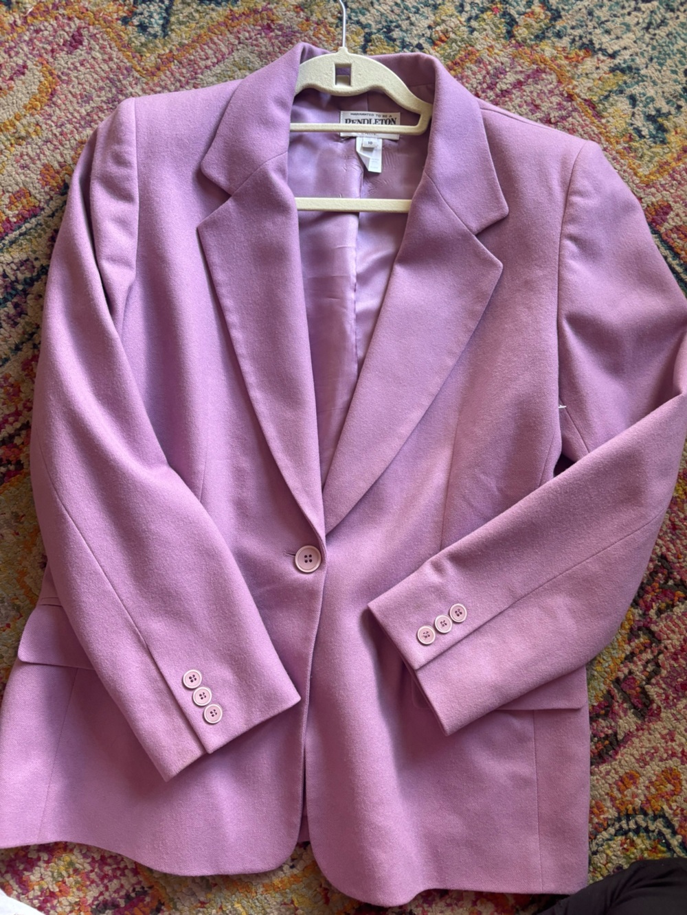 Vintage Pendleton 100% Virgin Wool Blazer, Purple, Size 10 Petite